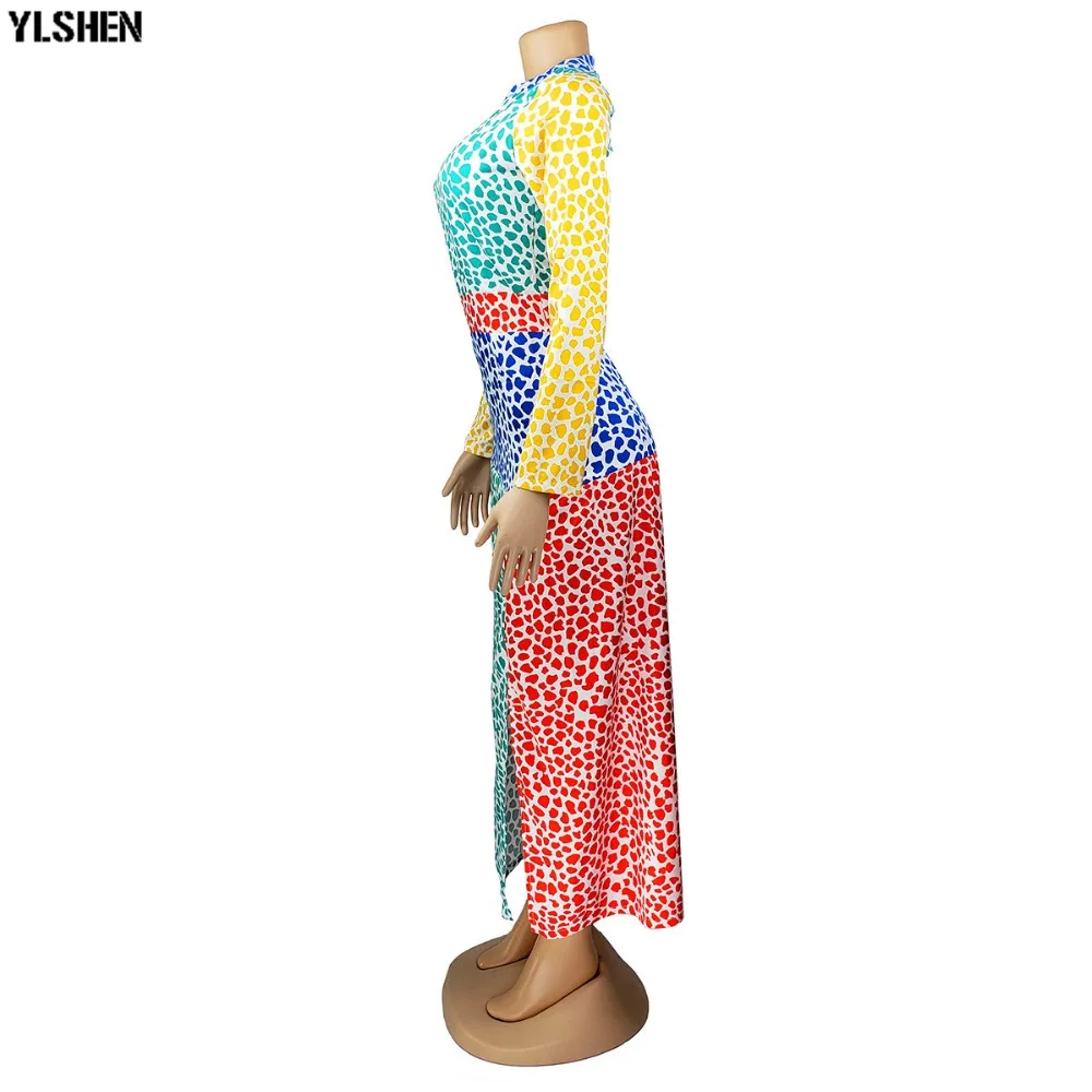 New African Dresses For Women Clothes Dashiki Rainbow Leopard Split Africa Dress Clothing High Quality Boubou Robe Africaine 07