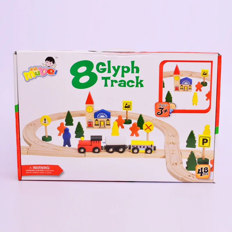 

Wood Bay 48PC 8-Shaped Camera Track Scene Assembled Toys Early Childhood Wooden Building Blocks Educational Toy