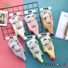 Детский шарф, теплый шарф для мальчиков и девочек, однотонный милый пушистый шарф с рисунком маленькой мышки, корейский стиль