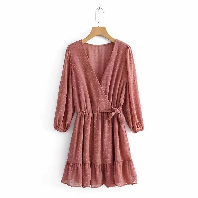 

SZMALL Newest 2020 V Neck Mini Dress Women Autumn Long Sleeve Loose Dresses For Female Fashion Streetwear Boho Clothing