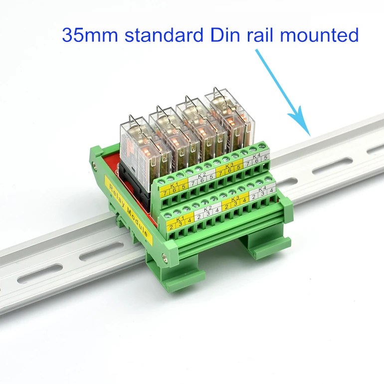 DIN рейку 4 канала 5A DPDT релейный модуль 2 нет+ 2 NC OMRON G2R-2 DC12v 24 В Реле PLC сигнал изоляции усилитель