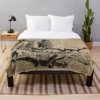 

Drop Shipping Printed Throw Blanket Sherpa Fleece Soft Blanket Flannel Rug Home Decoration For Bed Dinosaurs In Forest Vintage D