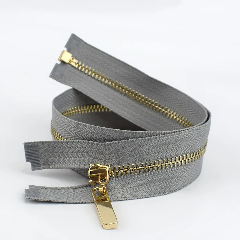 gray 2 шт. Meetee 3# Металлические молнии с открытым концом 40/70 см золотые зубы Длинные молнии для шитья сумки пуховик юбка одежда аксессуары - Цвет: gray