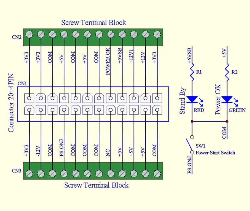 24/20-pin ATX DC Модуль блока питания
