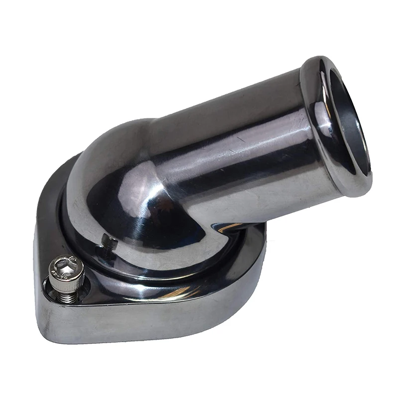 45 Degree Car Water Neck Thermostat Housing Chrome Aluminum For Chevy