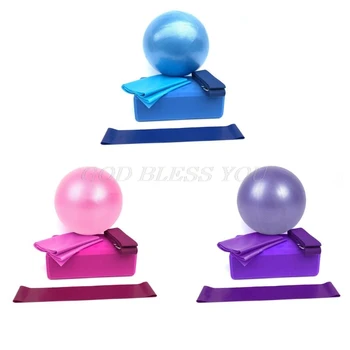 

5 Pcs Yoga Equipment Set with Yoga Ball Blocks Stretching Strap Resistance Loop