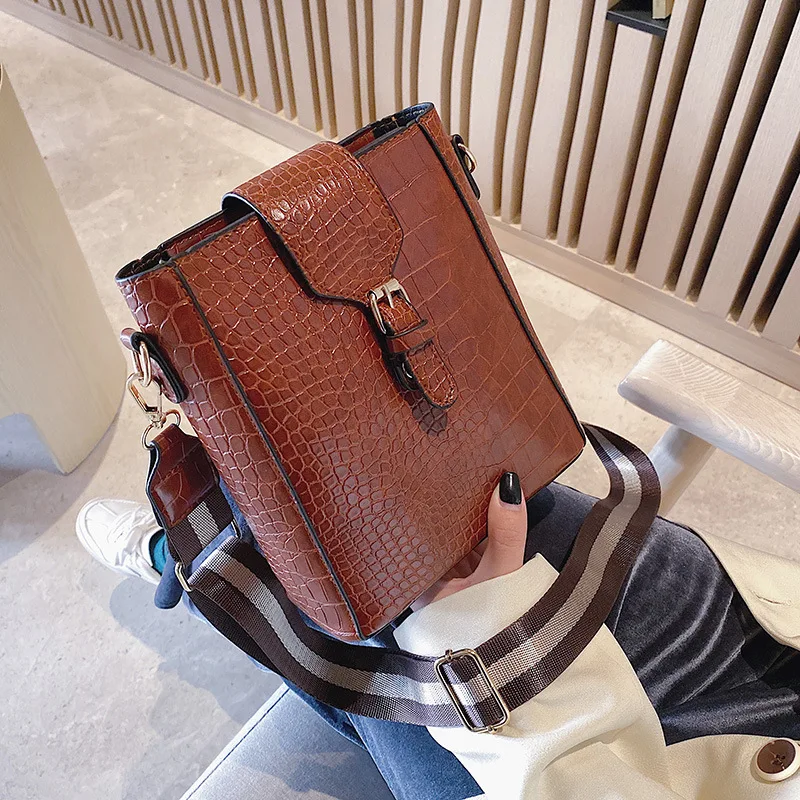 

INS Big Bag Women's 2020 New Style Korean-style-Style Fashion Bucket Bag Textured Versatile Large-Volume Crossbody Bag