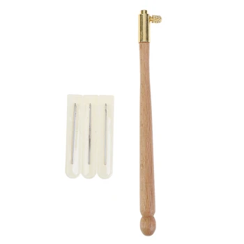 

3 In 1 Tambour Sewing Craft Crochet Wooden Handle Crochet Hooks Knitting Tools With 3 Needles French Crochet Embroidery