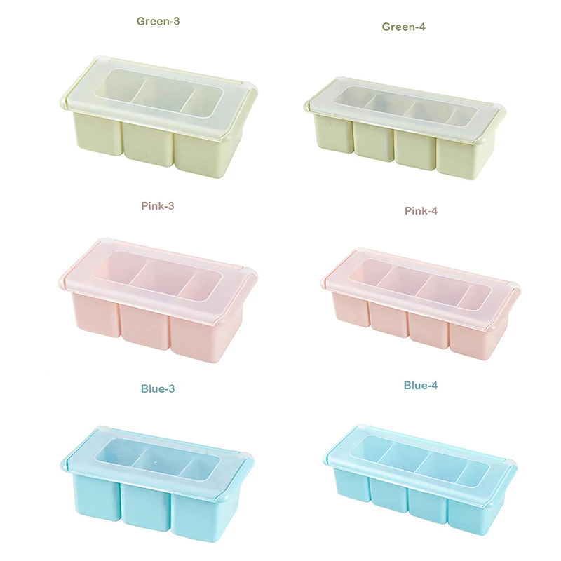 Multifunctional Ability Seasoning Box Kitchen Seasoning Spices Jar 4 Grid Condiment Jars Kitchen Tools Gadgets Accessories