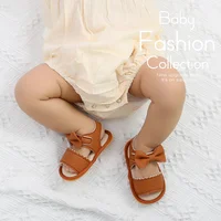 Baby Shoes Summer Baby Boy Girl Shoes Toddler Flats Sandals Soft Rubber Sole Anti-Slip Bowknot Crib First Walker Shoes 3
