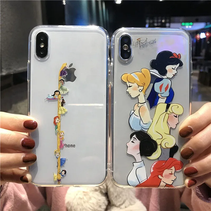 Белоснежка Золушка Русалка Рапунцель чехол для iPhone X XR Xs Max 11 8 7 6 Plus 6S 5S мягкий