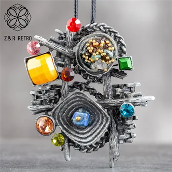 

Long Necklace for Women Vintage Jewelry Stones Beads Flower Pendants Suspension Rope Chains Choker Wholesale Jewellery 2020 New