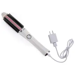 Лучшие предложения Портативные Usb Беспроводные Мини-бигуди для волос 2 в 1 выпрямитель щетка батарея электрическая завивка щетки