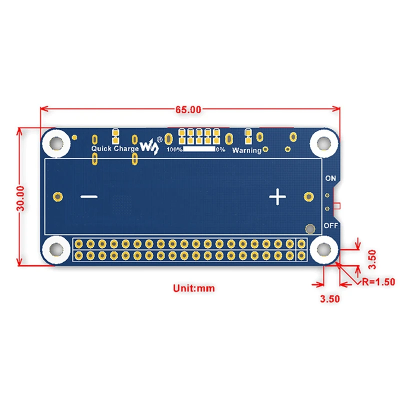 Waveshare литий-ионная аккумуляторная батарея для Raspberry Pi, 5V регулируемый выход, двунаправленный быстрый заряд