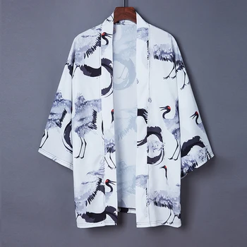 

ZCWXM Kimonos Print Harajuku 2020 Women Blouses Japan Style Vintage Yukata Shirts Thin Loose Summer Chimono Blusas Three Quarter