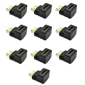 

10 Pcs HDMI Male to HDMI Female Adapter 90 Degree , 4K 3D HDMI Adapter,for TV, Monitors, Projector, HDTV, Laptop