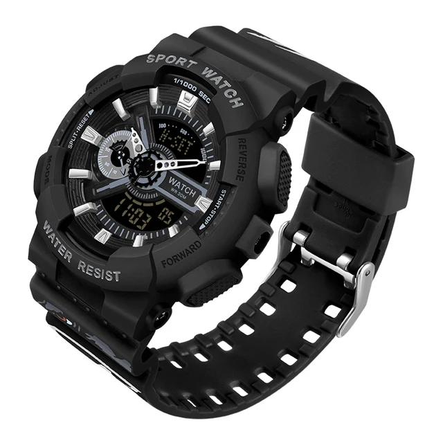 Men's Quartz Waterproof Shockproof Watch Fashion Multifunction Women Digital Clock Man relogios masculino Sports Watches 2021 black