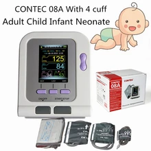CONTEC08A z 4 mankietami CE FDA cyfrowy ciśnieniomierz kolorowy wyświetlacz LCD dorosły niemowlę noworodek mankiet