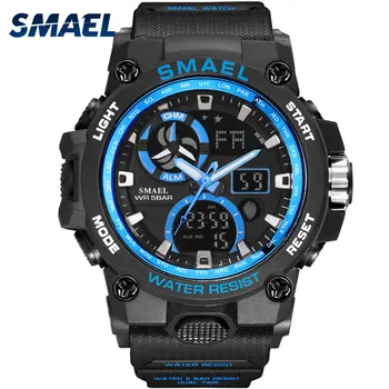 

SMAEL Men's Watches Army Green Sport Watch Luxury With 50M Waterproof Dual Time Alarm Clock 8011 relogio masculino Watch Men