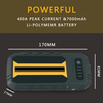 

7000mAh Lithium-Battery Power Bank Car-Battery-Jump-Starter Peak 400A 12V Auto-Buster for 12V Vehicle