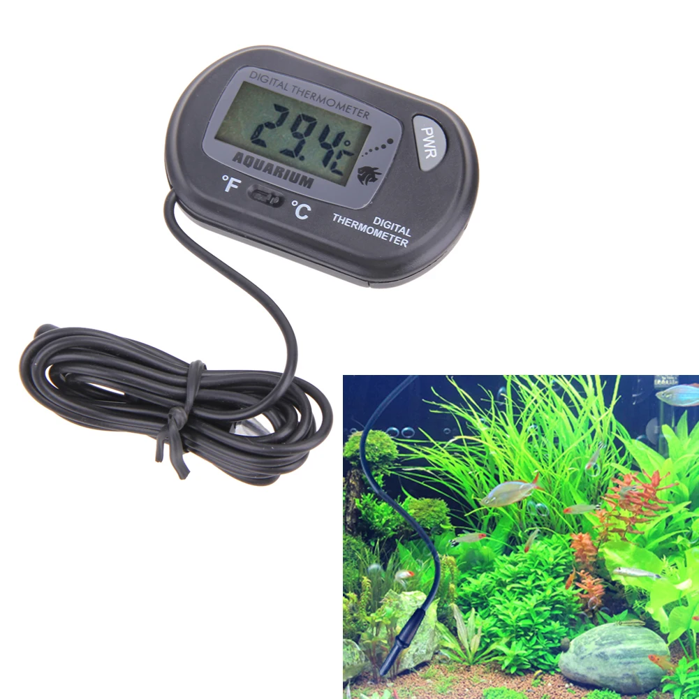 Termómetro Digital para acuario, herramienta de medida de temperatura con sonda, productos acuáticos, pez electrónico, LCD, resistente al agua