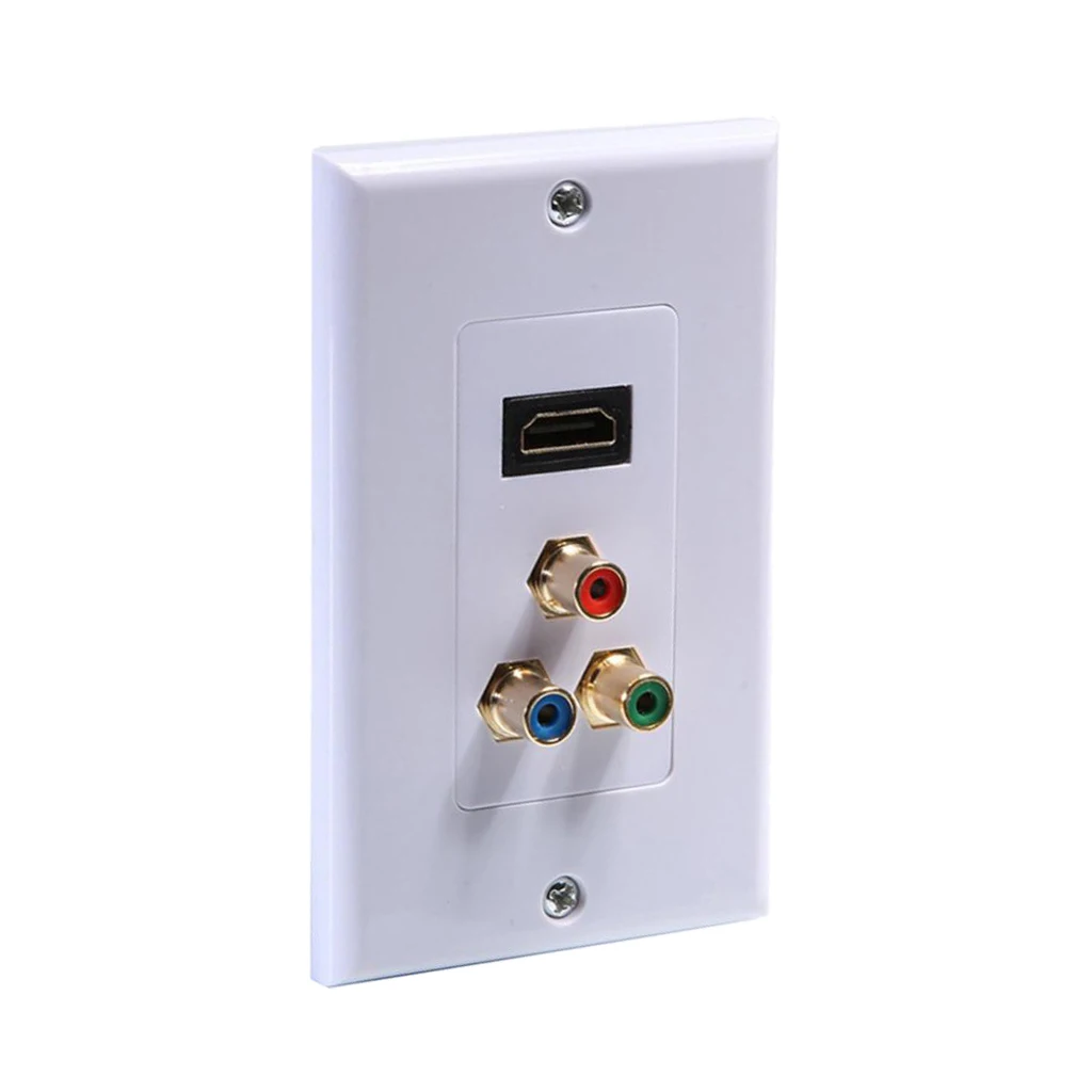 2 шт HDMI+ компонентная Видео Медиа настенная пластина 3-RCA RGB розетка Jack HDTV 1080P(белый