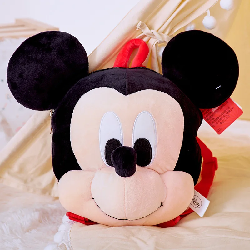

Disney Genuine Cartoon Children Model Kindergarten Travel Package Happy Minnie and Mickey Backpack School Grade 11 Plush Toys