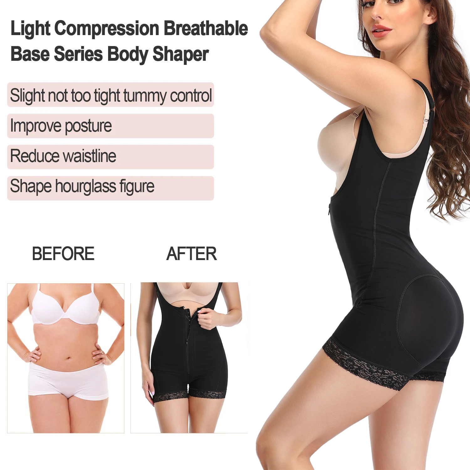 shapewear Shapewear for Women Tummy Control Fajas Colombianas Body Shaper for Women Zipper Open Bust Bodysuit Waist Trainer Slim Corset tummy tucker