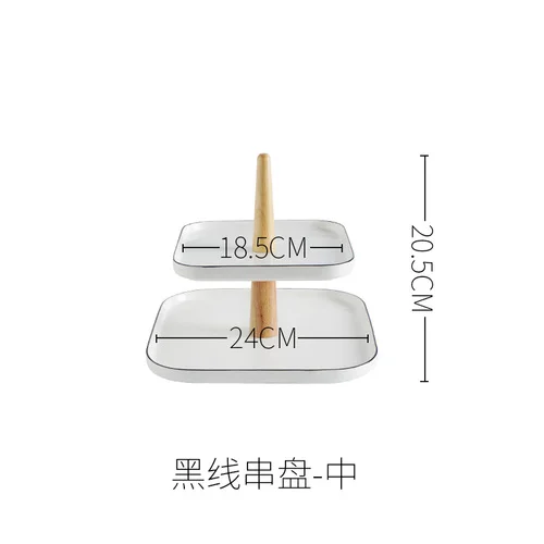 Ceramics Square Multi-layer Cake Stand Exhibition Hall Dim Sum Display Shelf Fruit Living Room Household Cake Plate Snack Tray - Цвет: 24x20.5cm