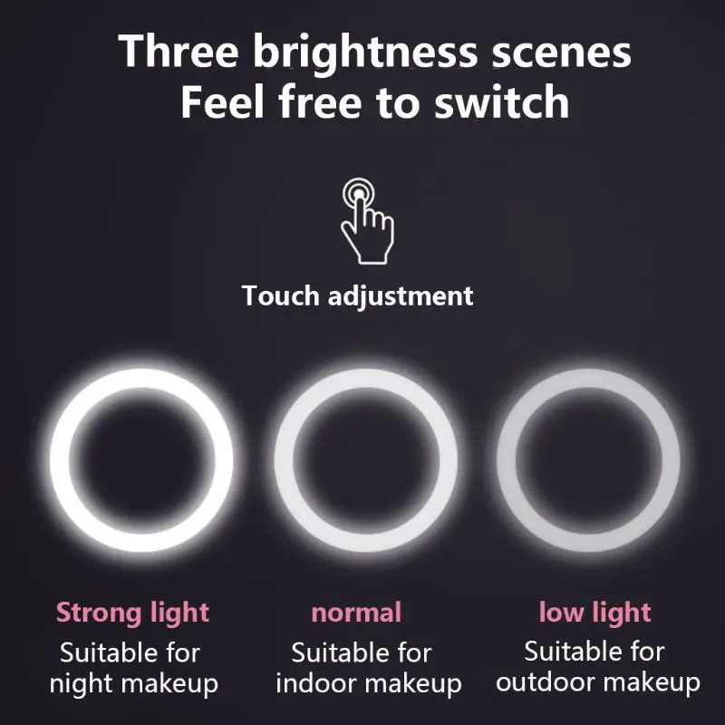 Wireless USB Charge LED Light Mini Circular Makeup Mirror Travel Cosmetic Mirror
