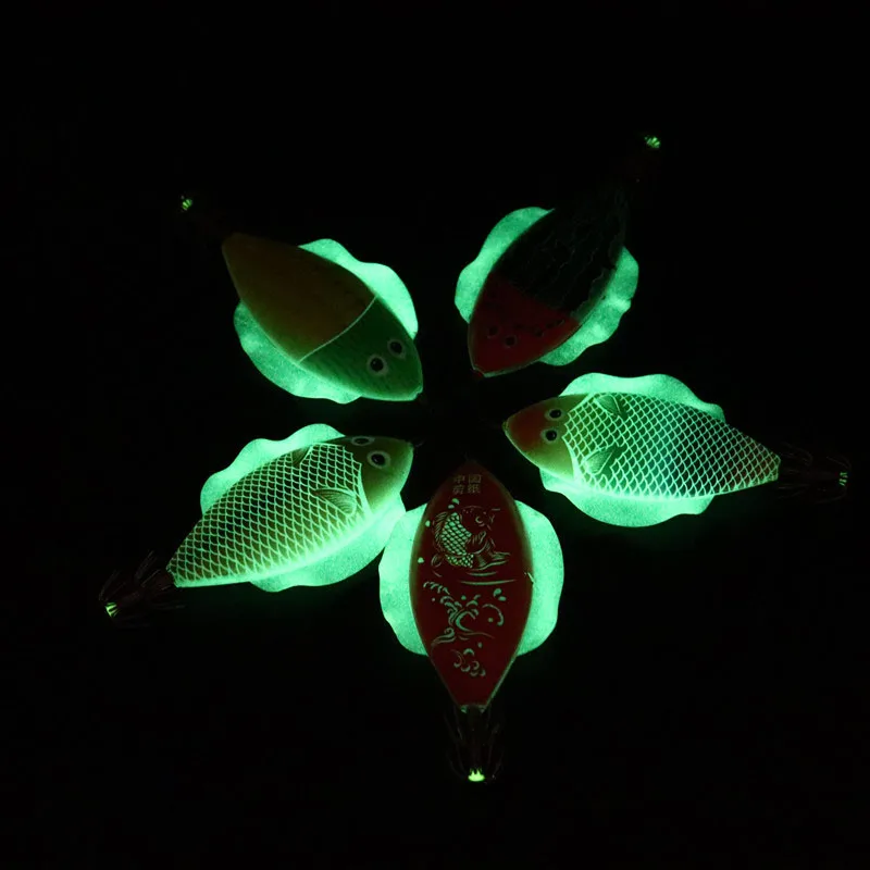 

1Pcs Luminous Flat Squid Jig 10cm 14g Slow Jigging Artificial Bait Soft Fin Fishing Lure For Saltwater Flat shrimp wing lure