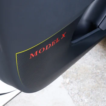 

2pcs Car Front Door Anti-kick Film Protective Pad Sticker Carbon Fiber Leather Protector Interior Modification For Tesla Model X