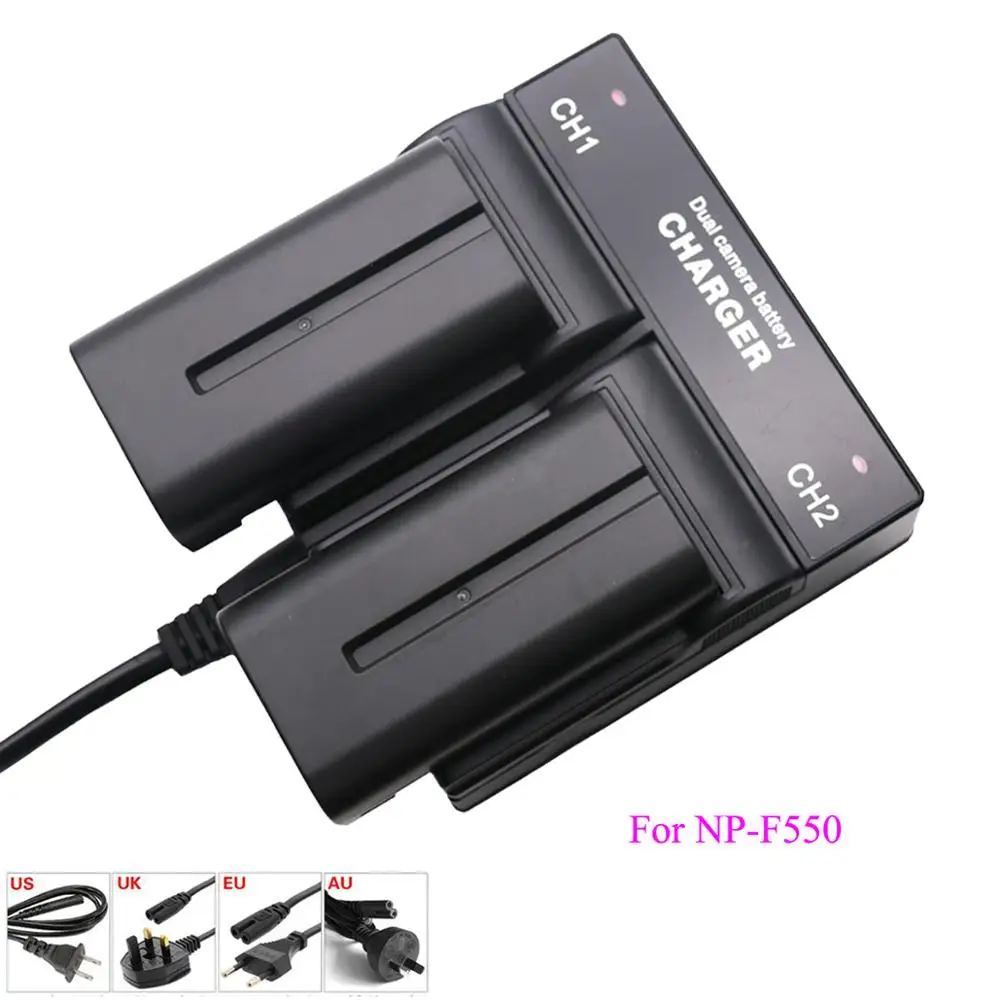 

2pcs 2900mAh NP-F550 NP F550 NPF550 NP-F570 NP F570 Rechargeable Digital Camera Battery +LED Dual Charger for Sony GV-D200 D80
