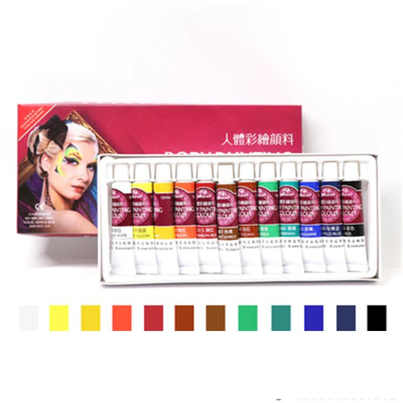 12colors Madisi набор пигмента для окрашивания тела 12 цветов 12 мл маскарадный Выпускной Косплей масляная краска для лица драма краска Хэллоуин Макияж для лица - Цвет: 12colors