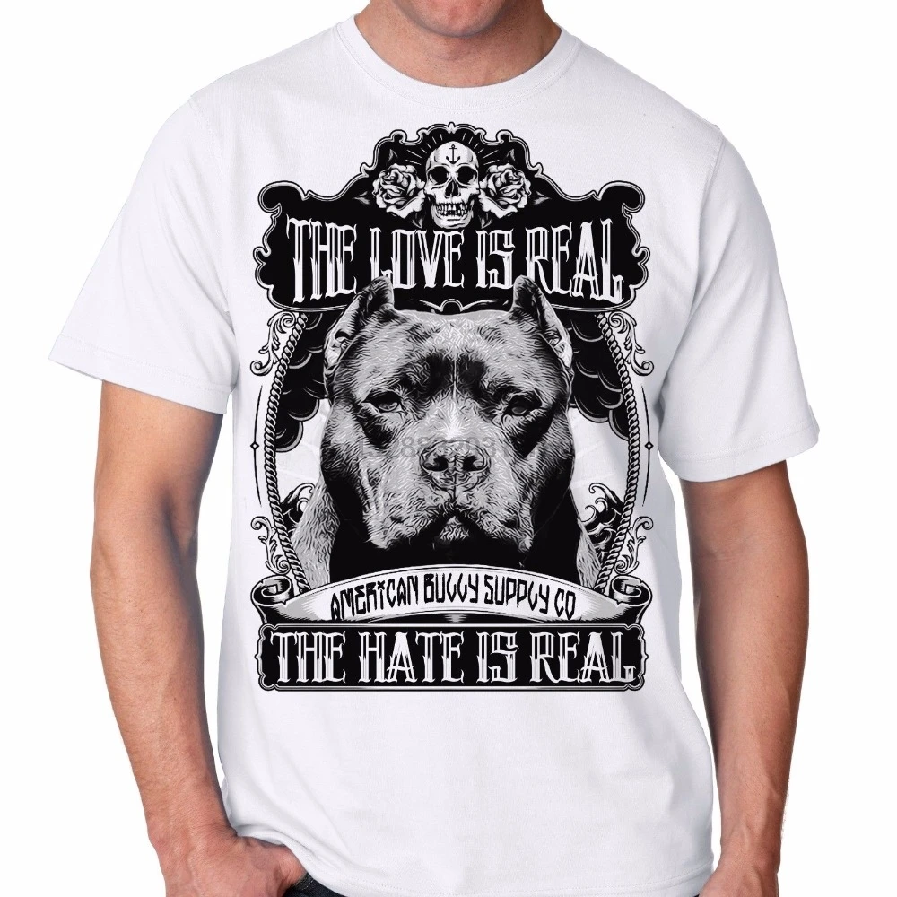 Мужская модная футболка Топ Homme The Love is Real Pit Bull bully breed мужская белая дизайн (1) |
