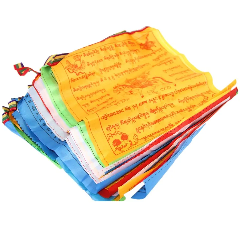 Tibetan Buddhist Prayer Flag Artificial Silk Colour Print 6 Meters 20 Flags 