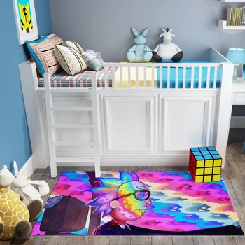 

Children's bedroom carpet living room balcony adult comic style hand-painted pattern high-definition printing purple starry bath