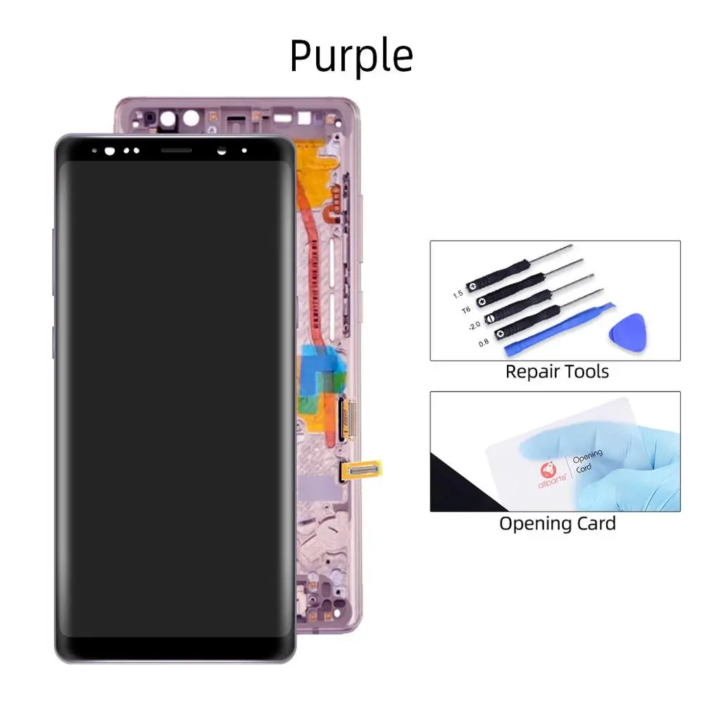 AMOLED Дисплей для Samsung Galaxy Note 8 N9500 LCD в сборе с тачскрином 6.3'' черный - Цвет: Purple with Frame