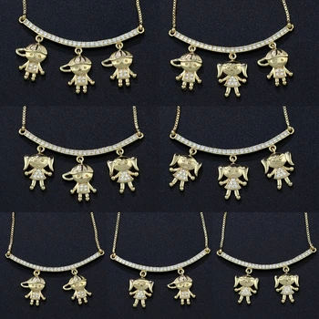 

Newranos Boy and Girl Pendant Necklace Family Necklace Cubic Zirconia Necklace Mother Gift Women Fashion Jewelry NWX001482