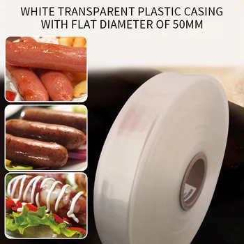 

5 Meters Food Grade for Sausage Salami Wide 50mm Shell for Sausage Maker Machine Hot Dog Plastic Casing Inedible