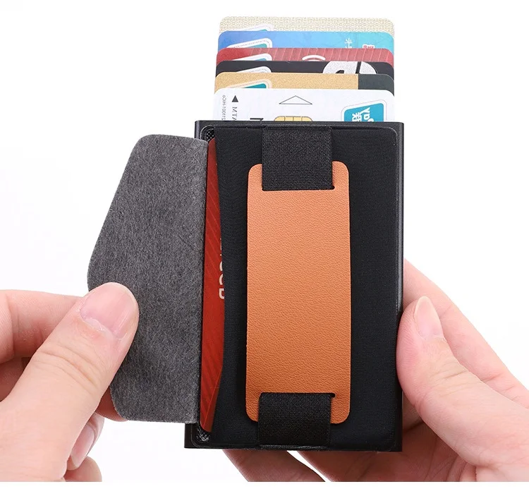 FOROCH алюминиевый кошелек Карманный ID держатель для карт Rfid Блокировка мини металлический кошелек автоматический всплывающий чехол для кредитных карт Защита 684