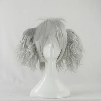 

Sakata Gintoki DARKER THAN BLACK Kirsi Cosplay Wigs High-temperature Fiber Synthetic Hair Sliver Short Curly Hair +free hair net