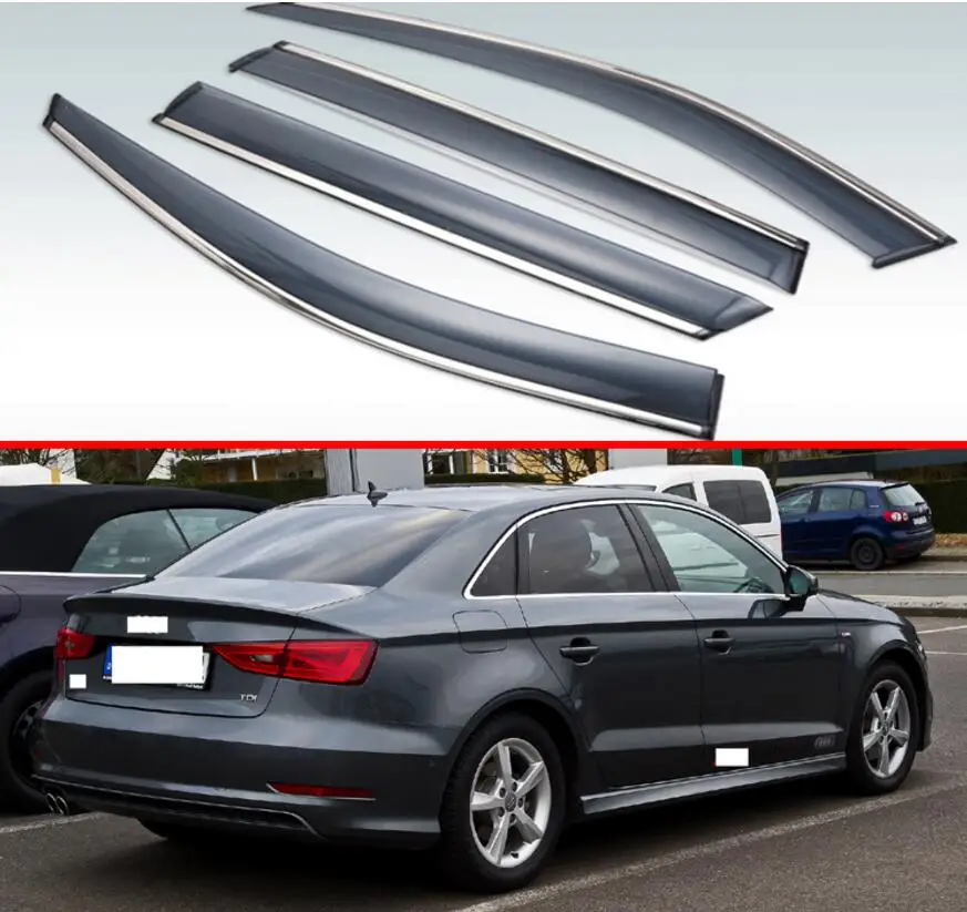 Для Audi A3 седан 2013 Пластик внешний козырек вентиляционные шторы окна Защита от солнца Дождь гвардии отражающая 4 шт