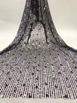 

newest muti color sequin Modern design French net lace fabric African sequins lace embroidery tulle lace fabric for party dress
