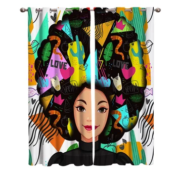 

Girl Explod Head Doodles Creative Printing Curtains Living Room Bedroom Curtain Necessary Home Decoration Kids Window Drapes