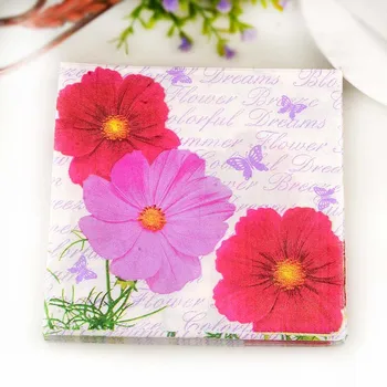 

33 X33cm- 80pcs Flowers Color Printing Paper Napkins Placemats Wedding Wedding jie hun bei Paper Hotels Paper Chrysanthemum