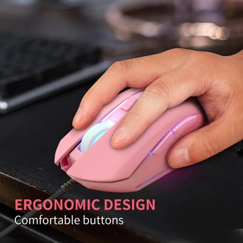 

2020 New Pink Rabbit USB C LED Mouse 2400DPI Type C Wired Mouse for macBook Laptop Tablet