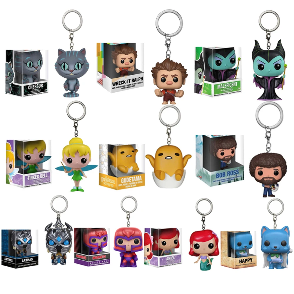 Anime Disney Ariel Tinker Bell Chessur Arthas Pocket Keychain Action Figures Collection Toys For Children Christmas Gift | Игрушки и