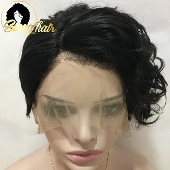 

Swag Hair Natural Wave Short Pixie Cut Wig 13x4 Lace Front Human Hair Wigs Brazilian Remy Hair 150% Density Side Part Wigs