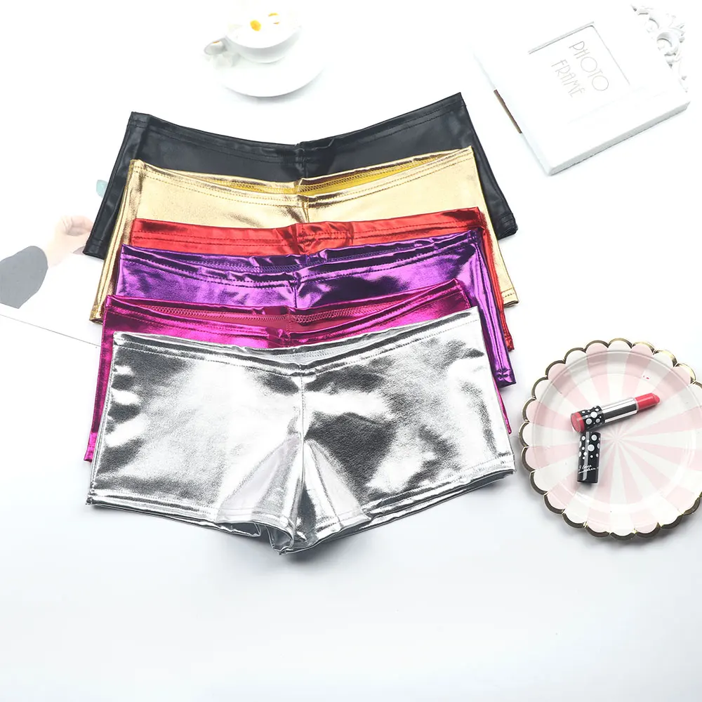 1pc PU Patent Leather Shorts Glitter Sexy Pole Dance Boot Shorts Mini